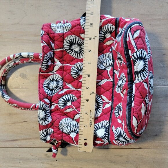 Vera Bradley Tote Purse Red Black White Daisy Dandelion Pull String Side Zip - Picture 10 of 10